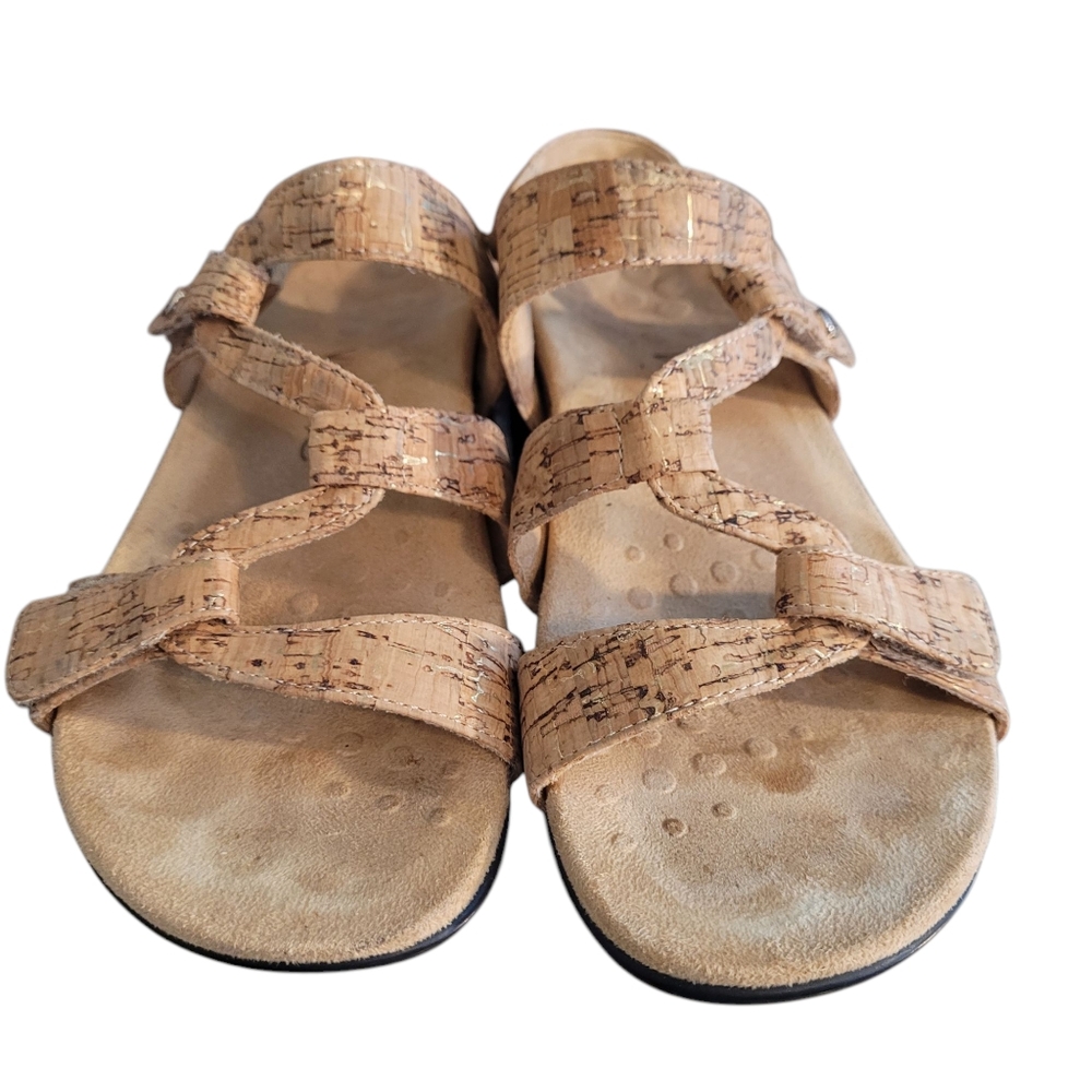 Vionic Paros Cork Pattern Velcro Closure Sandals … - image 1